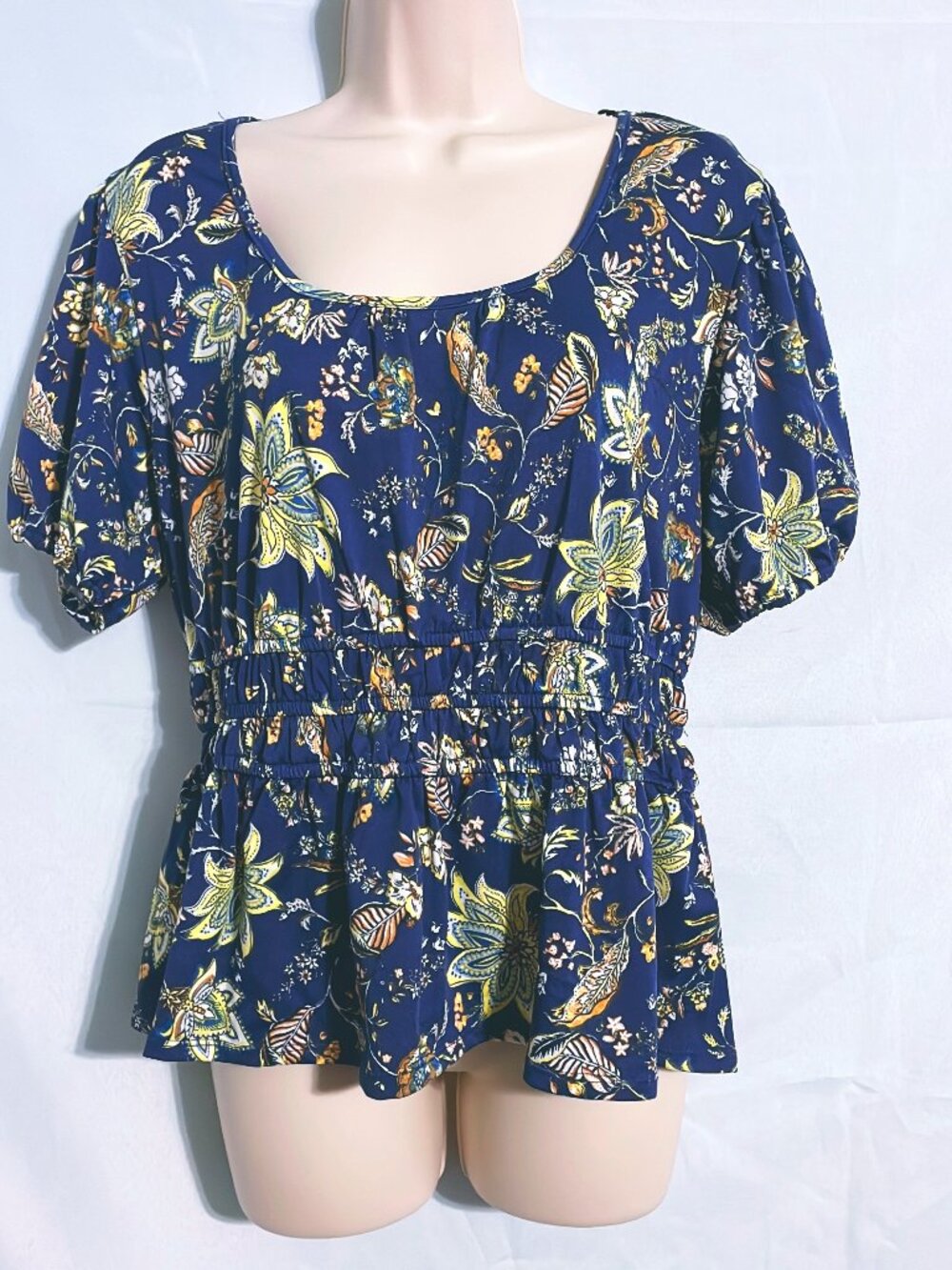 Eclair Blue Floral Top Size L